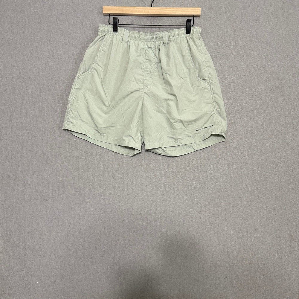 Columbia PFG Omni-Shade Fishing Shorts Mens Medium Sage Green Nylon Mesh Lined